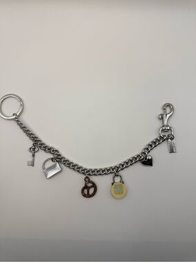 Silver Charm Chain Keyring with Heart, Padlock and Novelty Charms